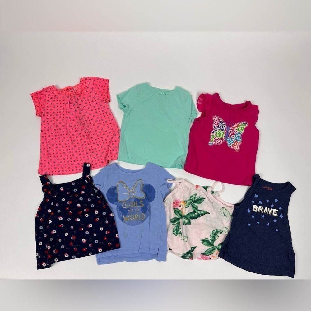 Toddler Girls Short Sleeve Tees & Tank Tops Lot of 7